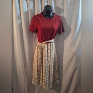 Elegant Red and Cream Dress